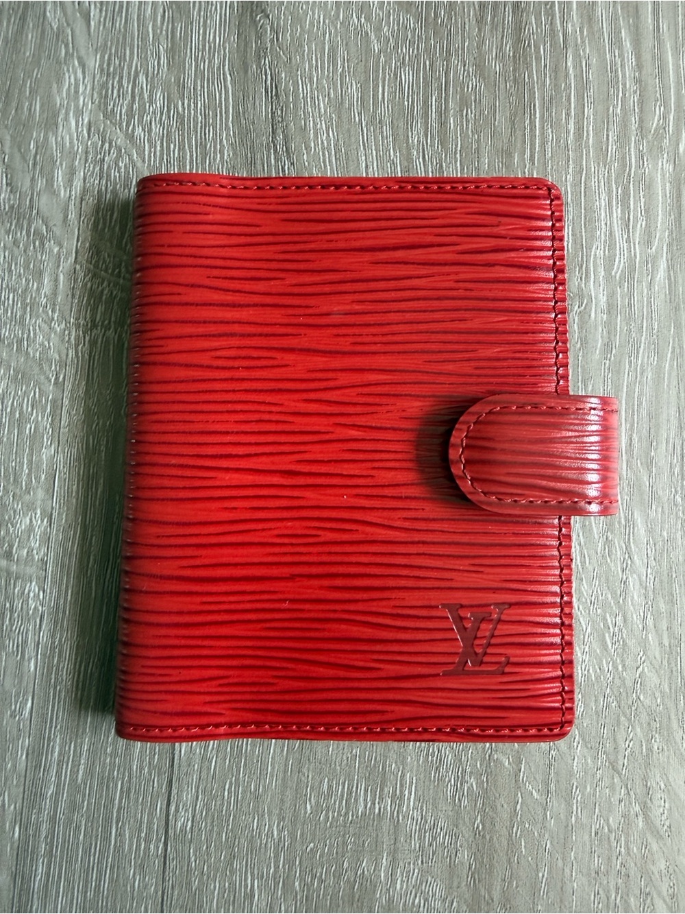Louis Vuitton Red Epi Leather Mini Card Holder with Snap Closure